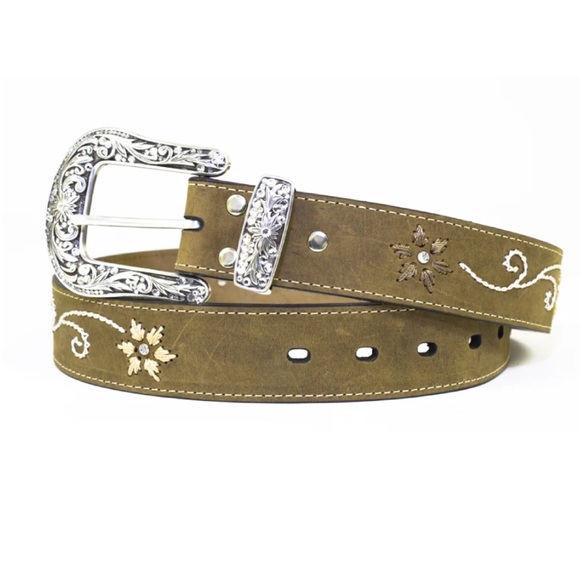 NWOT Nocona Women's Western Belt Sz Lrg Belt - Embroidery & Rhinestone Accents - Picture 10 of 11